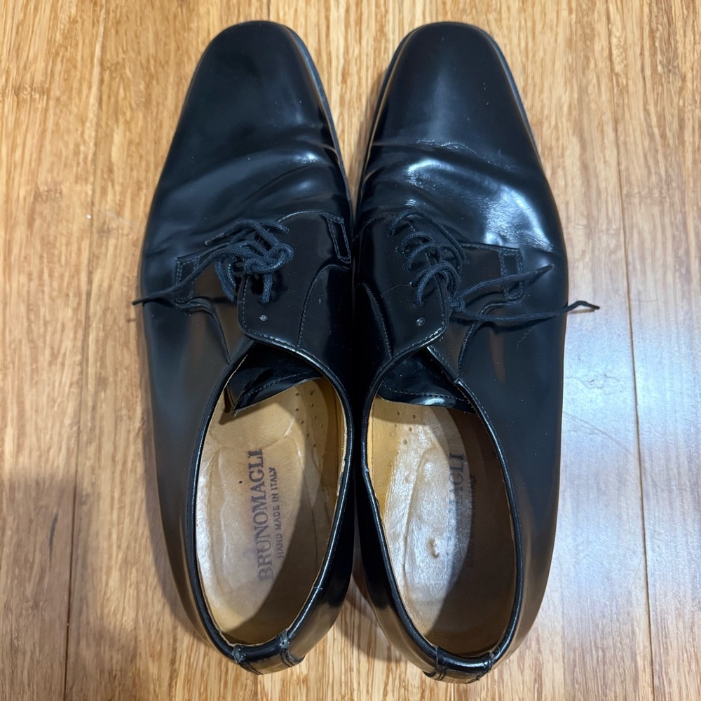 Bruno Magli Black Leather Oxford Shoes